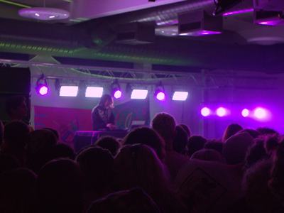 A crowd of students watch on as Cranes DJs