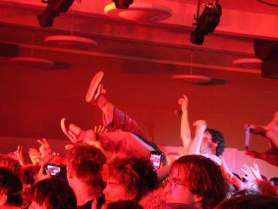 A student crowd surfing