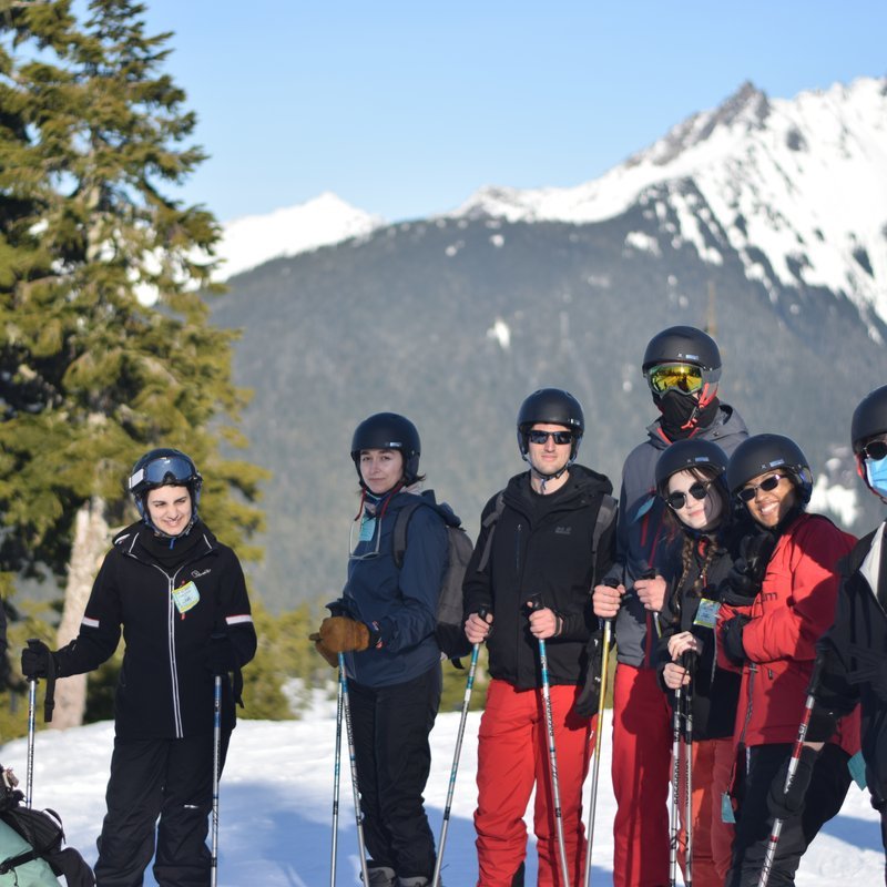 Skiing at a winter excursion