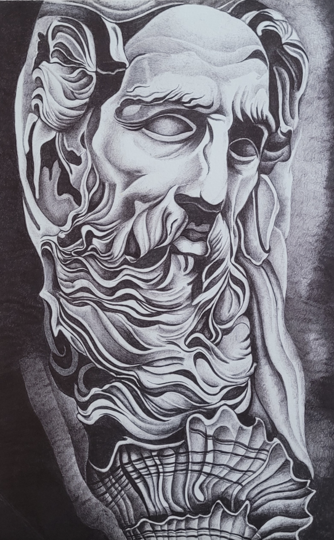 Pen portrait of a statuesque Zeus