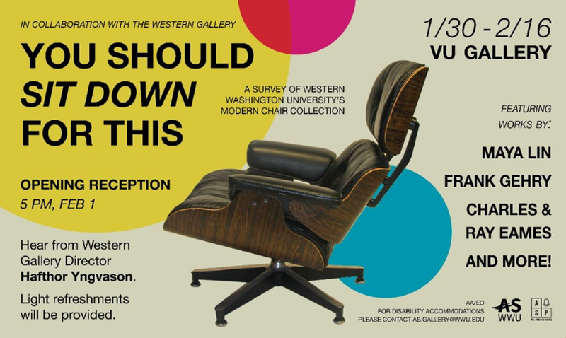 you should sit down for this: a survey of western washington university&#x27;s modern chair collection poster