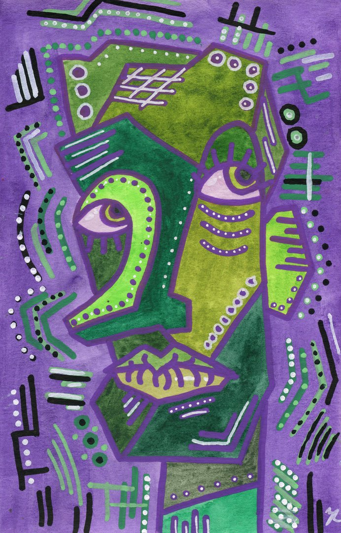 Abstracted portrait of a person expressing fear in green and purple.jpg