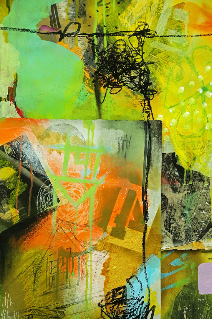 Abstract collage with green and yellow tones and black scribbles.jpg