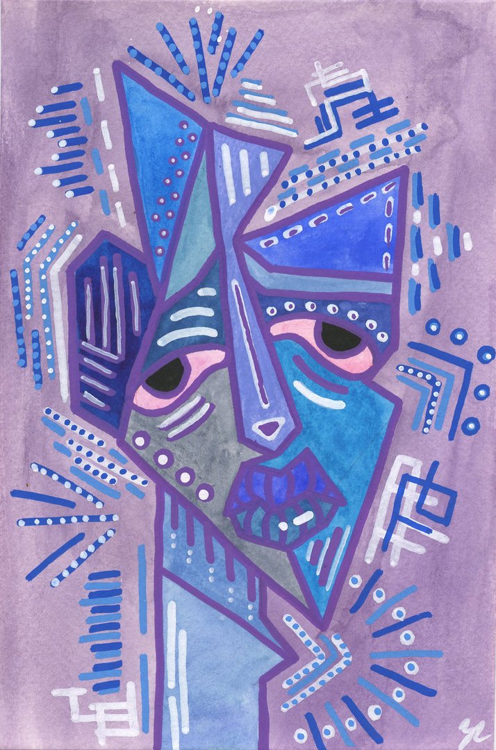 Abstracted portrait of a person expressing sadness in blue and lavender.jpg